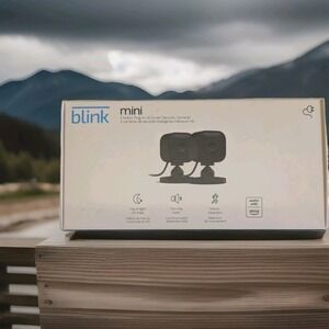 Blink Mini Indoor Plug-In HD Smart Security Cameras (2 Pack) Alexa New Black